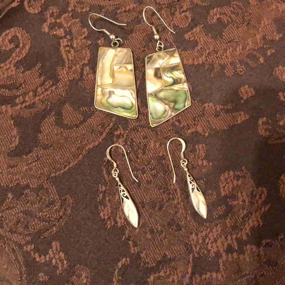 2 pair Mother of Pearl Silver Earrings